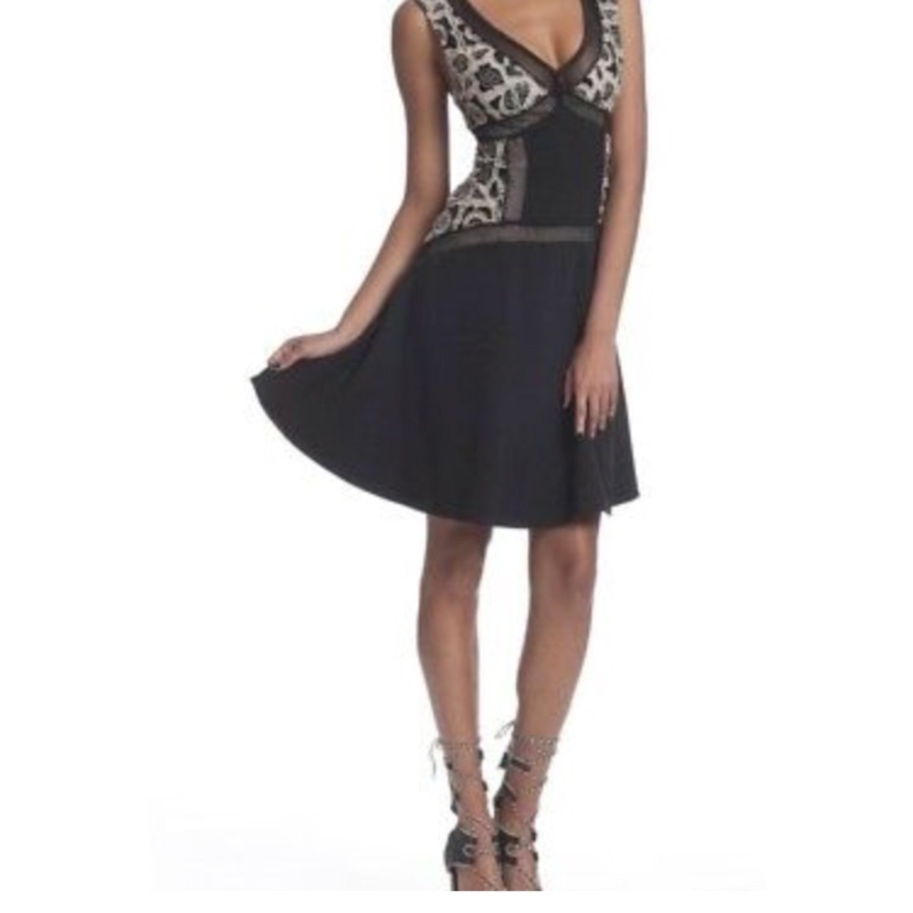 Tracy Reese Black Lace Inset Cocktail Dress